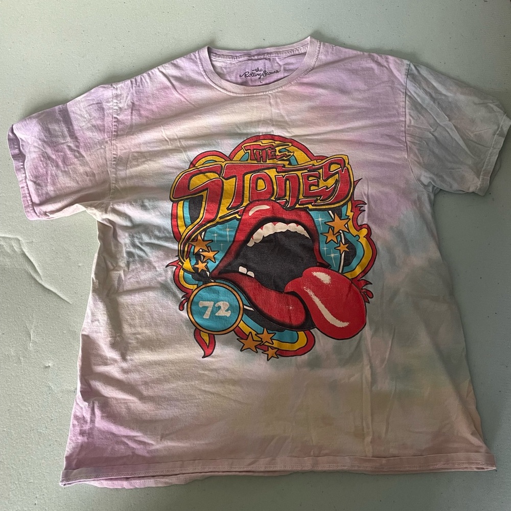 the Rolling Stones Lavender Crewneck Logo Tee